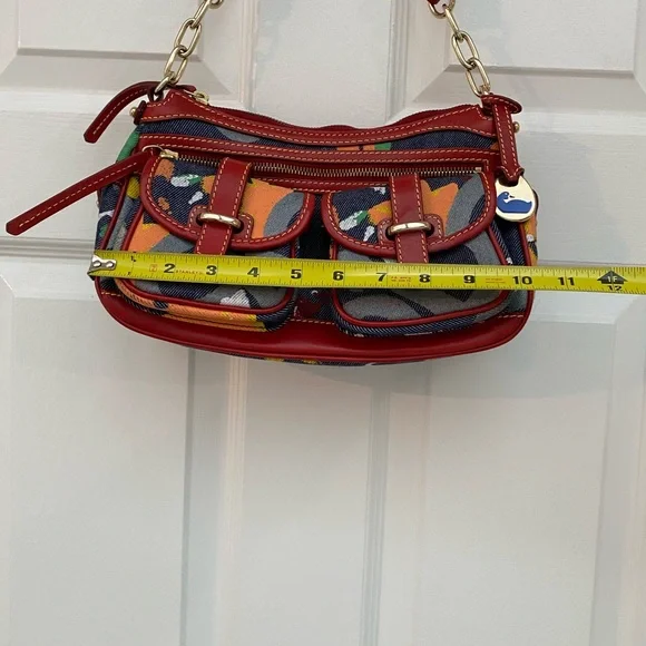 Vintage Dooney & Bourke RARE Red Paint-splash Small Banana Baguette Bag NWOT - Picture 6 of 16